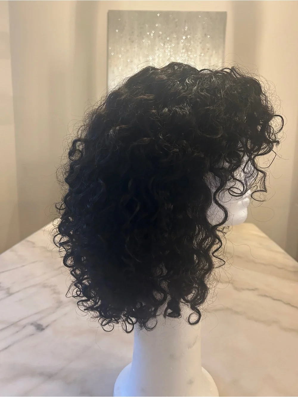 Natural Black 12” Curly Short Wig - 150 density with Fringe-Worn a few times💜